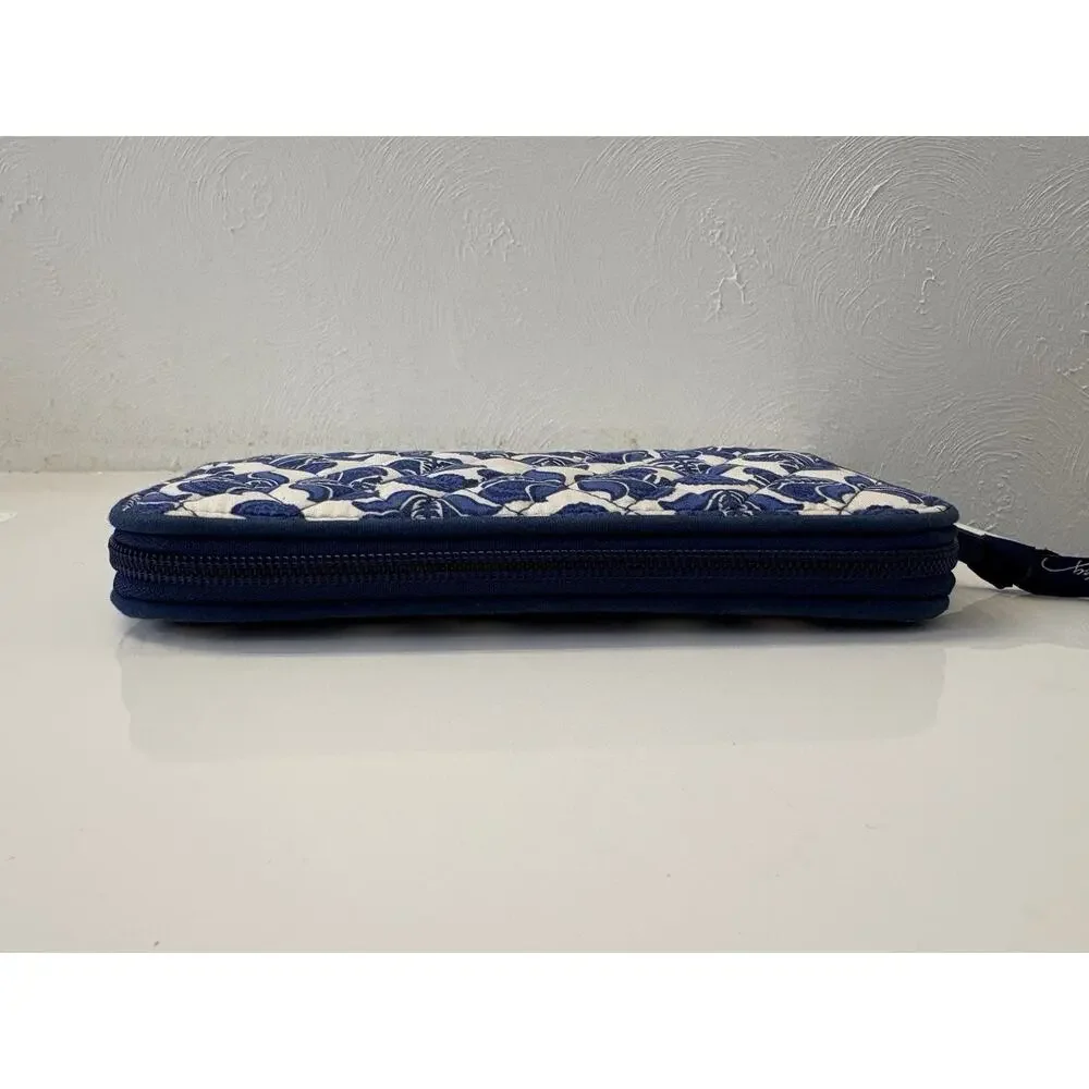 Vera Bradley Wallet Zipper Cobalt Blue Tile 8x5 Credit Card/ ID Slots
